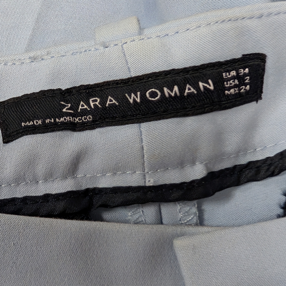 Zara Woman Chino Fit Pants Size 2 Light Blue Tailored Slim Ankle - Picture 11 of 14